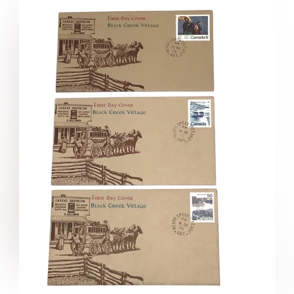 💚 1972/1973 Black Creek Village, Ontario Canada First Day Cover Stamps